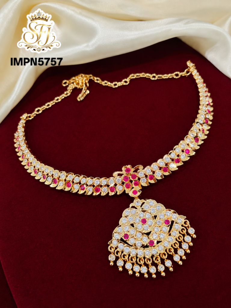 Traditional Ruby White impone stone fitted Necklace