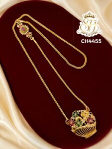 Trending mugappu chain with flower basket pendent