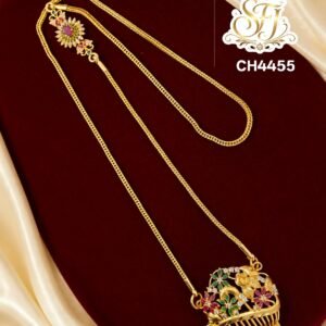 Trending mugappu chain with flower basket pendent