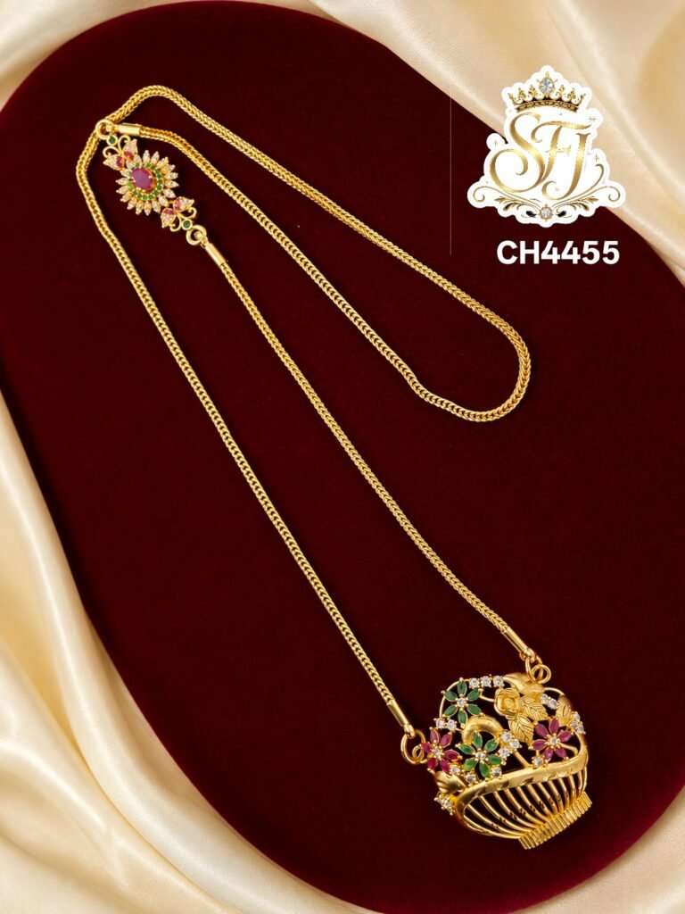Trending mugappu chain with flower basket pendent