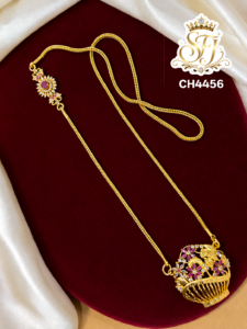 Trending mugappu chain with floral basket pendent