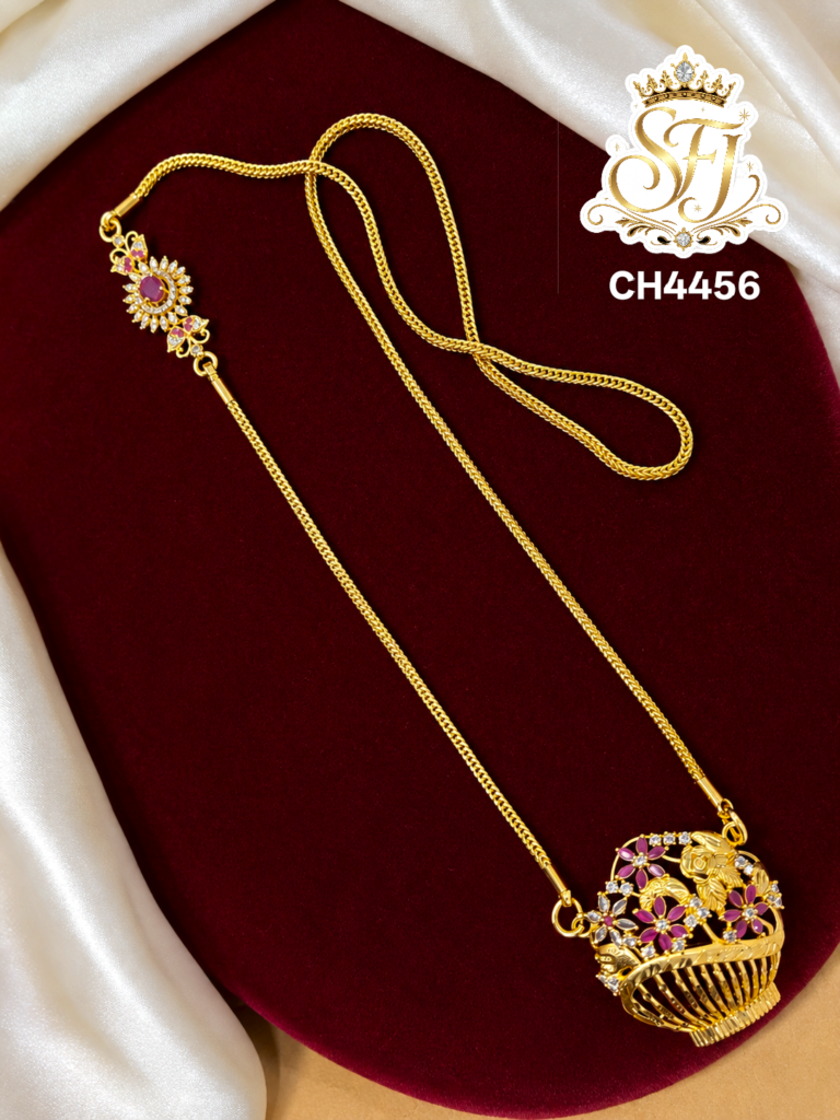 Trending mugappu chain with floral basket pendent