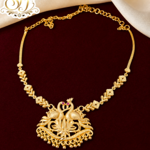 Traditional Double Peacock Floral Gold Covering Necklace