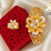 Designer Floral Gold Covering Wide Bangle with Ring 2