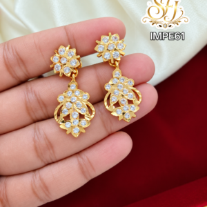 Gold finish impone stone drop earrings
