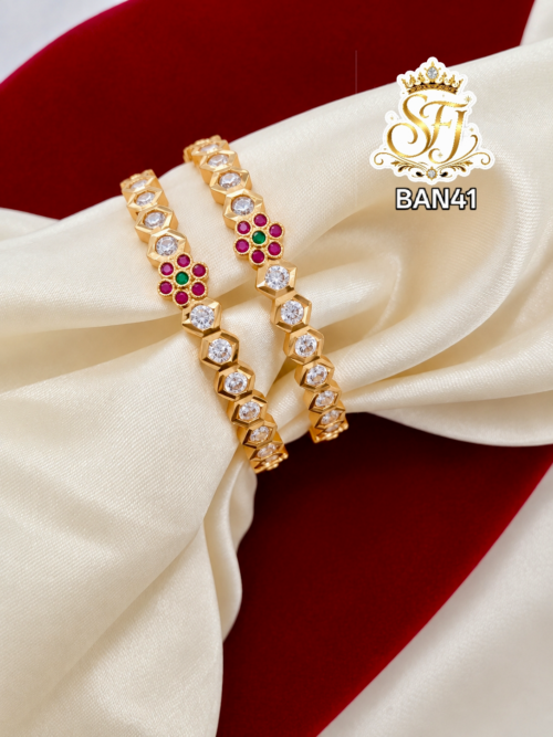 Floral impone stone bangle 1