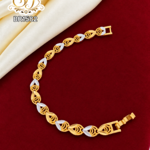 Two Tone Leaf Pattern Gold Covering Bracelet