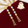 Two Tone Heart Design Long Tassel Earrings 2