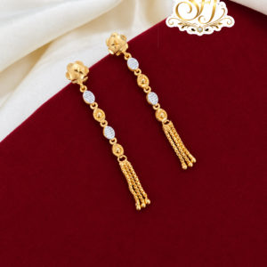 Round Link Two Tone Tassel Gold Covering Earring