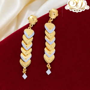 Layered Heart Two Tone Long Earrings