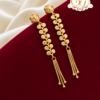 Leaf Vine Design Long Gold Covering Earrings 2