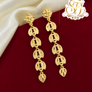 Gold Leaf Drop Long Earrings