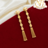 Round Motif Long Gold Tassel Earrings 2