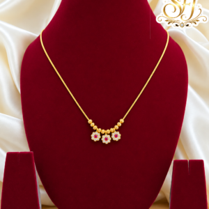 Ruby White Stone Flower Gold Covering Chain for Women