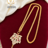 Gold Look Leaf Design White Stone Pendant Chain – CH1764 4