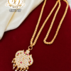 Gold Look Peacock Cluster Stone Pendant Chain 2