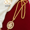 Gold Look Oval Peacock Stone Pendant Chain – CH1768 1