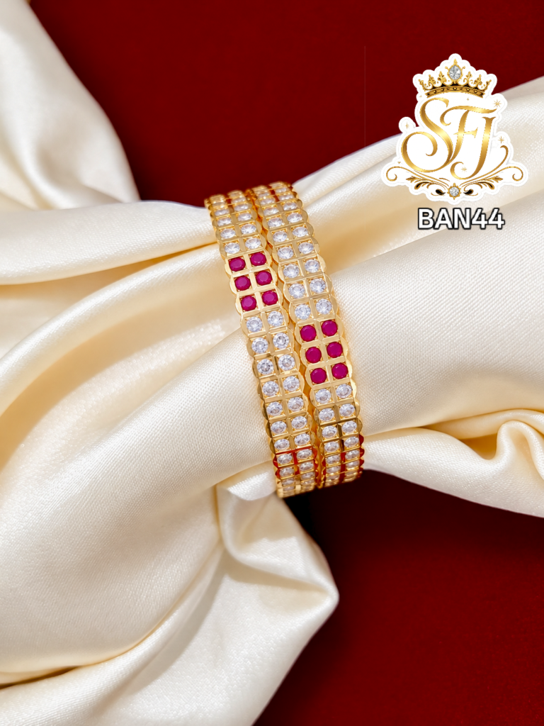 Ruby white stone designer bangles