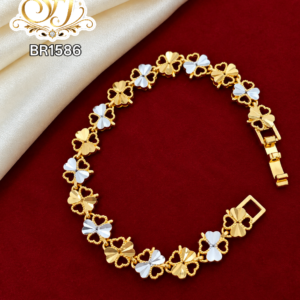 Butterfly Design Two Tone Gold Covering Bracelet