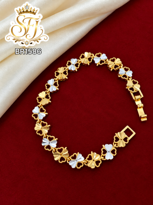 Butterfly Design Two Tone Gold Covering Bracelet 1