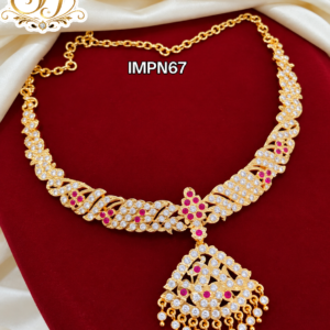 IMPN67 Ruby White Stone Impone Necklace | SFJ Gold Covering