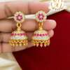 Ruby & White Stone Gold Look Jhumka 1