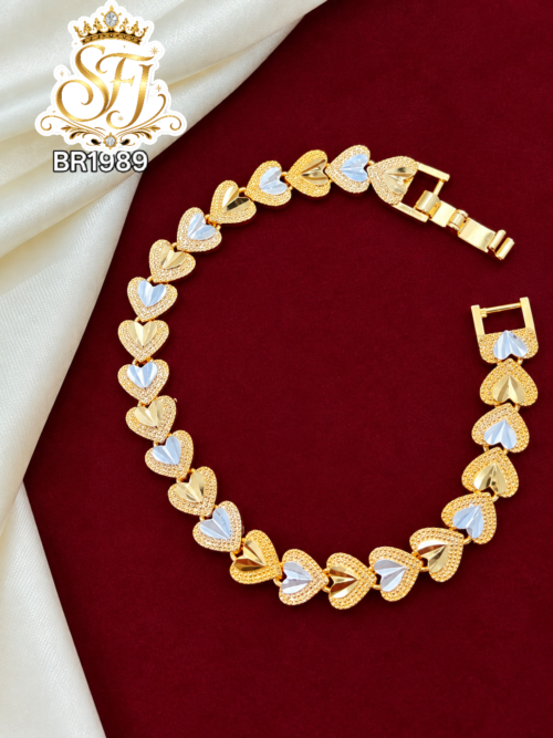 Heart Design Two Tone Gold Covering Bracelet 1