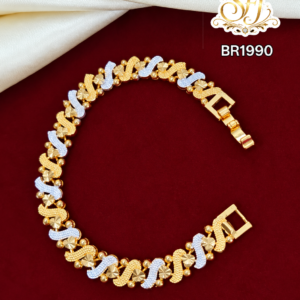 Two Tone Wave Design Gold Covering Bracelet