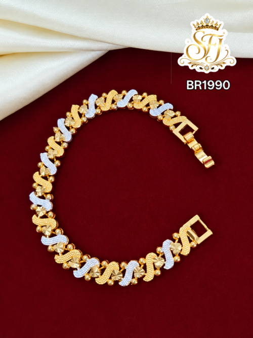 Two Tone Wave Design Gold Covering Bracelet 1