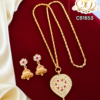 Ruby White Stone Heart Pendant Chain with Jhumka Earrings – CB1653 1
