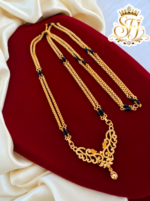 Black Bead Double Layer Gold Finish chain 1