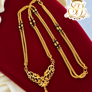 Traditional Black Bead Gold Finish Double Chain