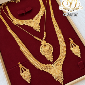 CB1655 Traditional Gold Covering Bridal Necklace Combo Set with Earrings