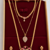 Traditional Gold Covering Combo Set with Ruby & White Stones 1