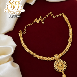 Round pendent gold plated necklace
