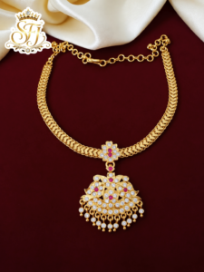 Premium impone attigai with ruby white stone in traditional look