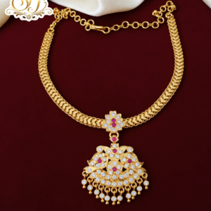 Premium impone attigai with ruby white stone in traditional look