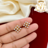Trendy Open Star Geometric White Stone Gold Covering Stud 1