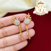Traditional Peacock Design Gold Covering Earrings with Ruby & White Stones 1