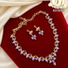 Elegant Purple Stone Floral AD Necklace Set with Matching Earrings – AD1881 1