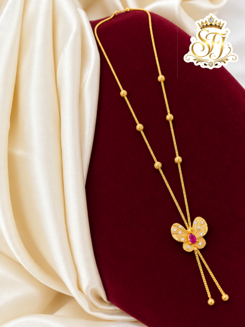 Butterfly pattern gold covering ball chain 1