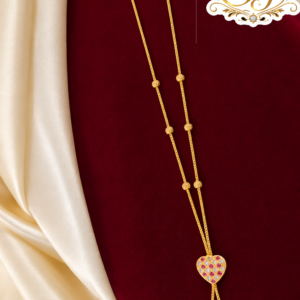 Ruby White Stone Lattice Heart Design Gold Covering Chain