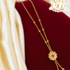 Round Floral Ruby White Stone Gold Covering chain 1