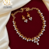 Elegant White Stone Gold Look Necklace Set with Matching Earrings 1