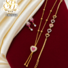 Ruby Heart Design Gold Covering Chain, Bracelet & Earrings Combo Set – CB1662 2