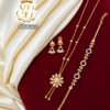White AD Style Stone Flower Gold Covering Chain Bracelet Earrings Combo – CB1665 2