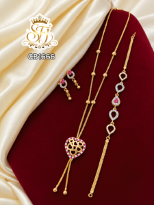 Multi Heart Design Ruby Stone Gold Covering Combo Set – CB1666