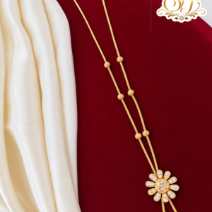 White AD Stone Floral Pendant Gold Covering