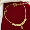 Gold Look Leaf Design Ruby Stone Heart Pendant Necklace – N1967 1