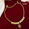 Gold Look Leaf Design White Stone Heart Pendant Necklace – N1969 1